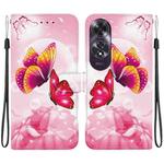 For OPPO A60 4G Crystal Texture Colored Drawing Leather Phone Case(Pink Butterflies)