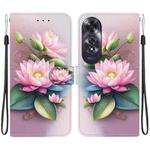 For OPPO A60 4G Crystal Texture Colored Drawing Leather Phone Case(Lotus)