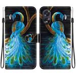 For OPPO A38 4G / A18 Crystal Texture Colored Drawing Leather Phone Case(Peacock)