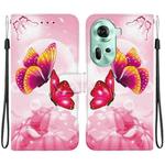 For OPPO Reno11 Global Crystal Texture Colored Drawing Leather Phone Case(Pink Butterflies)