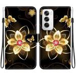 For OPPO Reno12 5G Global Crystal Texture Colored Drawing Leather Phone Case(Gold Flower)