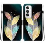 For OPPO Reno12 5G Global Crystal Texture Colored Drawing Leather Phone Case(Colored Leaves)
