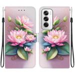 For OPPO Reno12 5G Global Crystal Texture Colored Drawing Leather Phone Case(Lotus)