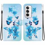 For OPPO Reno12 5G Global Crystal Texture Colored Drawing Leather Phone Case(Blue Butterflies)