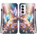 For OPPO Reno12 5G Global Crystal Texture Colored Drawing Leather Phone Case(Butterfly Love Flower)