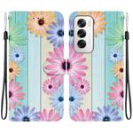 For OPPO Reno12 5G Global Crystal Texture Colored Drawing Leather Phone Case(Sunflowers)