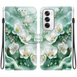 For OPPO Reno12 5G Global Crystal Texture Colored Drawing Leather Phone Case(Jade Flowers)