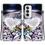 For OPPO Reno12 5G Global Crystal Texture Colored Drawing Leather Phone Case(Heart Shaped)