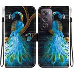 For OPPO Reno12 Pro 5G Global Crystal Texture Colored Drawing Leather Phone Case(Peacock)