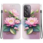 For OPPO Reno12 Pro 5G Global Crystal Texture Colored Drawing Leather Phone Case(Lotus)