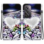 For OPPO Reno12 Pro 5G Global Crystal Texture Colored Drawing Leather Phone Case(Heart Shaped)