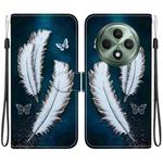 For OPPO Reno12 F 5G Crystal Texture Colored Drawing Leather Phone Case(White Butterfly Feathers)