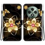 For OPPO Reno12 F 5G Crystal Texture Colored Drawing Leather Phone Case(Gold Flower)