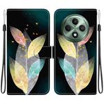 For OPPO Reno12 F 5G Crystal Texture Colored Drawing Leather Phone Case(Colored Leaves)