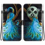 For OPPO Reno12 F 5G Crystal Texture Colored Drawing Leather Phone Case(Peacock)