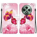 For OPPO Reno12 F 5G Crystal Texture Colored Drawing Leather Phone Case(Pink Butterflies)