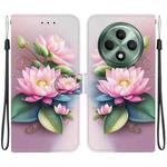 For OPPO Reno12 F 5G Crystal Texture Colored Drawing Leather Phone Case(Lotus)