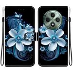 For OPPO Reno12 F 5G Crystal Texture Colored Drawing Leather Phone Case(Black Orchid)