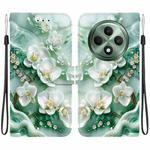 For OPPO Reno12 F 5G Crystal Texture Colored Drawing Leather Phone Case(Jade Flowers)