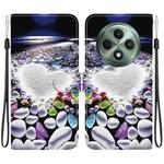 For OPPO Reno12 F 5G Crystal Texture Colored Drawing Leather Phone Case(Heart Shaped)