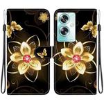 For OPPO A79 Global Crystal Texture Colored Drawing Leather Phone Case(Gold Flower)