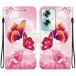 For OPPO A79 Global Crystal Texture Colored Drawing Leather Phone Case(Pink Butterflies)