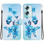 For OPPO A79 Global Crystal Texture Colored Drawing Leather Phone Case(Blue Butterflies)