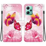 For Redmi Note 12 5G / Poco X5 Crystal Texture Colored Drawing Leather Phone Case(Pink Butterflies)