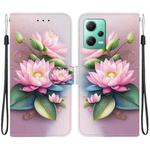 For Redmi Note 12 5G / Poco X5 Crystal Texture Colored Drawing Leather Phone Case(Lotus)