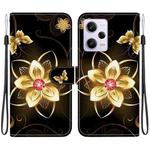 For Redmi Note 12 Pro / Poco X5 Pro Crystal Texture Colored Drawing Leather Phone Case(Gold Flower)