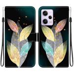 For Redmi Note 12 Pro / Poco X5 Pro Crystal Texture Colored Drawing Leather Phone Case(Colored Leaves)