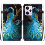 For Redmi Note 12 Pro / Poco X5 Pro Crystal Texture Colored Drawing Leather Phone Case(Peacock)