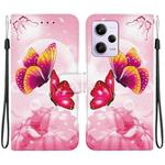 For Redmi Note 12 Pro / Poco X5 Pro Crystal Texture Colored Drawing Leather Phone Case(Pink Butterflies)