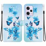 For Redmi Note 12 Pro / Poco X5 Pro Crystal Texture Colored Drawing Leather Phone Case(Blue Butterflies)