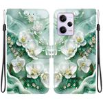 For Redmi Note 12 Pro / Poco X5 Pro Crystal Texture Colored Drawing Leather Phone Case(Jade Flowers)