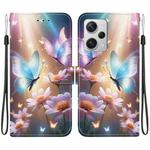 For Redmi Note 12 Pro+ 5G Crystal Texture Colored Drawing Leather Phone Case(Butterfly Love Flower)