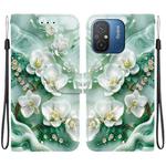 For Redmi 12C / 11A Crystal Texture Colored Drawing Leather Phone Case(Jade Flowers)