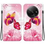 For Redmi A3 Crystal Texture Colored Drawing Leather Phone Case(Pink Butterflies)