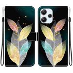 For Redmi 12 4G / 5G / Poco M6 Pro Crystal Texture Colored Drawing Leather Phone Case(Colored Leaves)