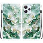 For Redmi 12 4G / 5G / Poco M6 Pro Crystal Texture Colored Drawing Leather Phone Case(Jade Flowers)