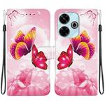 For Redmi 13 4G / Poco M6 Crystal Texture Colored Drawing Leather Phone Case(Pink Butterflies)