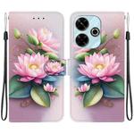 For Redmi 13 4G / Poco M6 Crystal Texture Colored Drawing Leather Phone Case(Lotus)