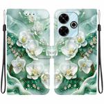 For Redmi 13 4G / Poco M6 Crystal Texture Colored Drawing Leather Phone Case(Jade Flowers)