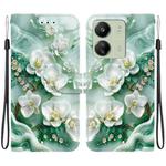 For Redmi 13C 4G / 5G / 13R 5G Crystal Texture Colored Drawing Leather Phone Case(Jade Flowers)