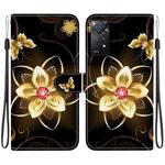 For Redmi Note 12 Pro 4G  Crystal Texture Colored Drawing Leather Phone Case(Gold Flower)