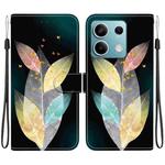 For Redmi Note 13 5G Crystal Texture Colored Drawing Leather Phone Case(Colored Leaves)