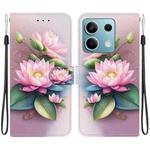 For Redmi Note 13 5G Crystal Texture Colored Drawing Leather Phone Case(Lotus)