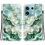 For Redmi Note 13 5G Crystal Texture Colored Drawing Leather Phone Case(Jade Flowers)