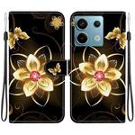 For Redmi Note 13 Pro 5G Crystal Texture Colored Drawing Leather Phone Case(Gold Flower)