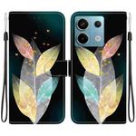 For Redmi Note 13 Pro 5G Crystal Texture Colored Drawing Leather Phone Case(Colored Leaves)